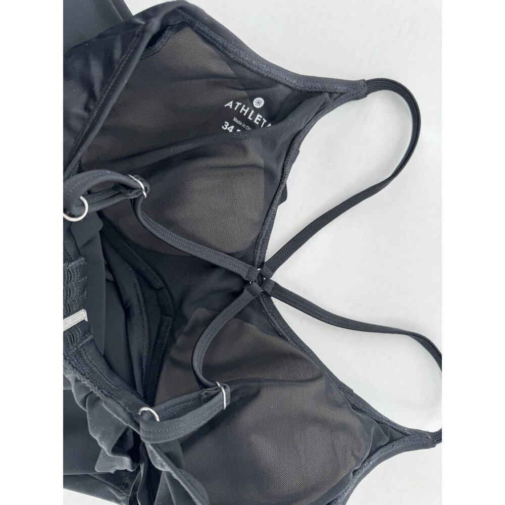Athleta Swim Top Tankini Size 34 D/DD Black Cut Out Criss Cross Underwire - Picture 11 of 14